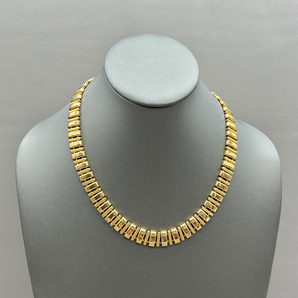 Vintage Napier Necklace Gold Tone Textured Rope Link Collar Statement 16"